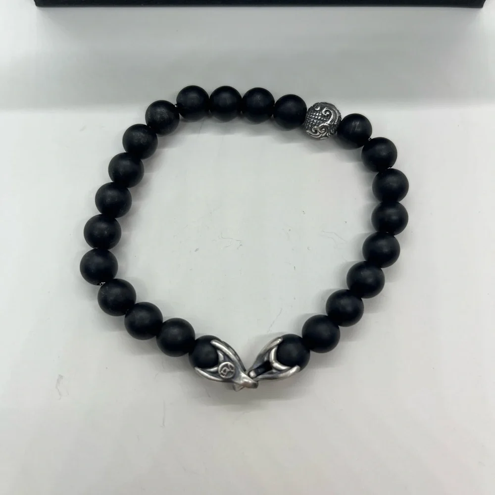 David Yurman black onyx spiritual bead bracelet with waves 8mm